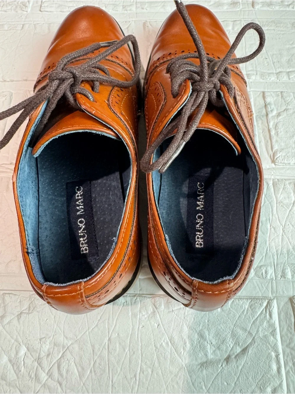 Bruno Marc Boys' Brown Dress with Brogue Detailing Size 13